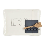 Mud Pie Bistro Grill Platter Set; Platter 11  x 5 1/2  | mat 5 1/4  x 5 1/4