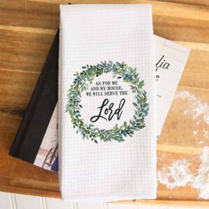 Serve the Lord Kitchen Towel, Foral Dish Towel, Tea Towel