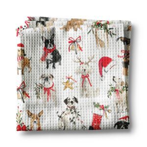 Canary Road Dog Christmas Pet Puppy Holiday Preppy Kitchen Towel Waffle