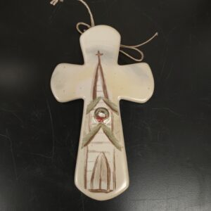 Mud Pie Christmas Church Painted Cross