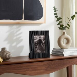 Wooden Resin Jagged Photo Frame Decor - Black, 4x6 in.