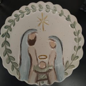 Mud Pie Christmas Nativity Round Platter