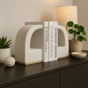 Bookends Set of 2 - White Resin Arch Shape Quote, 10 in.