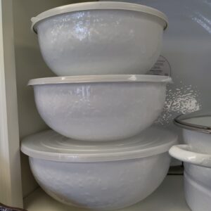 zoe sloas 22 Golden Rabbit Solid White Enamelware Collection Nesting Bowls