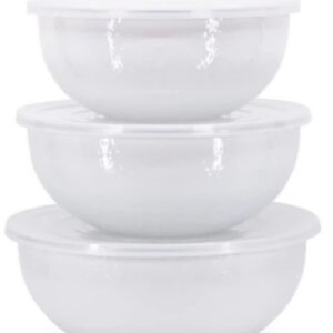 Golden Rabbit Solid White Enamelware Collection Mixing Bowls