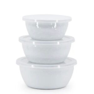 Golden Rabbit Solid White Enamelware Collection Nesting Bowls