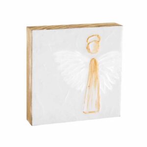 Mud Pie Angel Block Art White (Large)