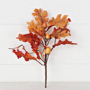 31653-12in Pick-Fall mix oak leaves with acorns and pips