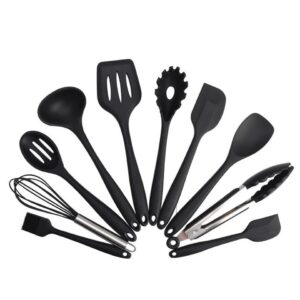 Elyon 10 Piece Black Silicone Kitchen Cooking Utensils Set