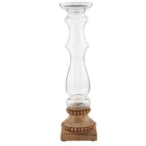 Matty Poe 68 Mud Pie Glass & Beaded Wood Candlestick, Large