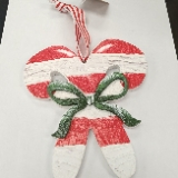 Mud Pie Christmas Candy Cane Painted Wood Ornament