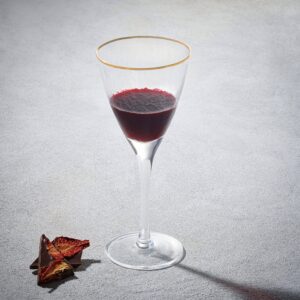 Vikko Decor - Gold Rim, Hammered Wine Glass, 11.5 Oz