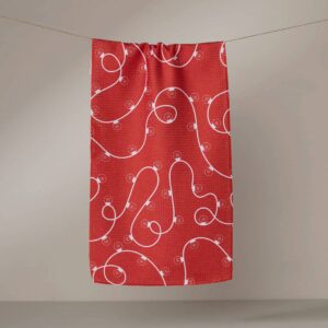 Red Holiday Lights Bar Towel