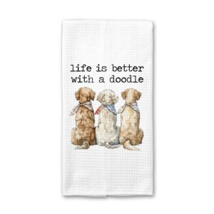 Life is Better with Doodle Dog Kitchen Towel, Dog Dish Towel