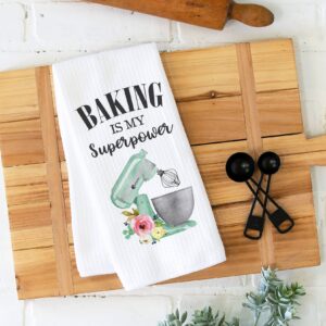 Baking Is My Superpower Kitchen Towel, Waffle Weave Towel