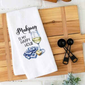 Mahjong Happy Hour Towel, Mahjong Tile Game Decor