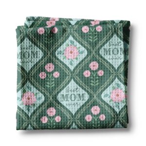 Floral Best Mom Ever Mother's Day Gift Kitchen Towel Waffle
