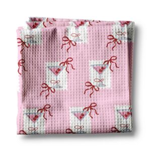 Valentine Martini Heart XOXO Galentine Kitchen Towel Waffle