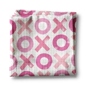 Valentine Heart XOXO Galentine Kitchen Towel Waffle Baking