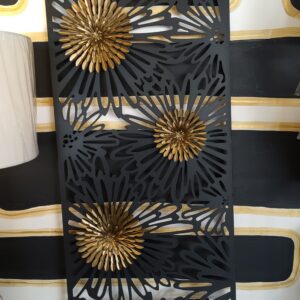 A&B Floral Metal Wall Decor - 19 1.5" Wide 39" Tall Black/Gold