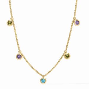 Julie Vos Rainbow Delicate Charm Necklace Champagne