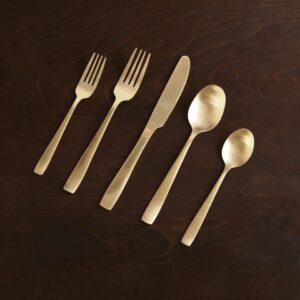Beatriz Ball Charlotte Stainless Flatware Set of 5 (Partial Handle Brushed Champagne Gold)