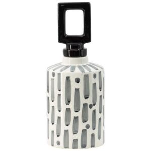A&B Home White and Gray Cylindrical Ceramic Lidded Vase 5.5 5.5