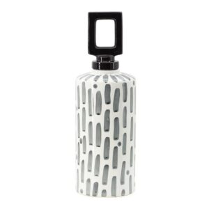 A&B Home Cylinderical Jar with Geometric Pattern and Lid 17 Black Gray