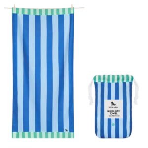 Dock & Bay Beach Towel - Quick Dry, Sand Free - Compact, Lightweight - 100% Recycled - Includes Bag - Blue Sky