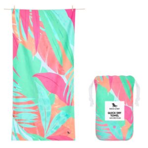 Dock & Bay Beach Towel - Quick Dry, Sand Free - Compact, Lightweight - 100% Recycled - Includes Bag - Hot Tropics - Extra Large (200x90cm, 78x35)