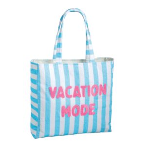 Mudpie Terry Cloth Tote Blue "Vacation Mode"