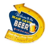 18 in Metal Rustic Lighted Embossed Man Cave Beer Arrow Sign