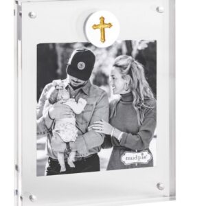 Mud Pie Acrylic White Cross Icon Picture Frame