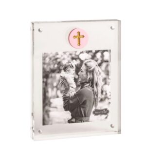 Mud Pie Acrylic Pink Cross Icon Picture Frame