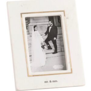 Mud Pie 4x6 Gold Inlay Marble Frame (Mr&Mrs)