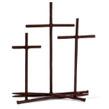 Golgotha Nail Three Crosses Metal Tabletop Cross