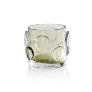 Zodax Celeste Glass Candle Holder, Olive Green 6x6