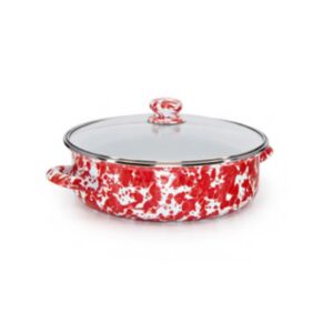 Golden Rabbit Red Swirl Enamelware Collection 5 Quart Saute Pan