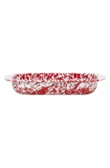 Golden Rabbit Red Swirl Enamelware Collection 3 Quart Baking Pan