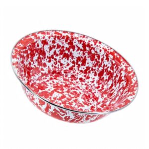 Golden Rabbit Red Swirl Enamelware Collection 4 Quart Serving Bowl