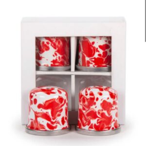 Golden Rabbit Red Swirl Enamelware Collection Salt and Pepper Shakers
