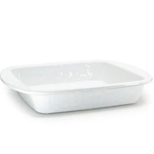 Golden Rabbit Enamelware Square Brownie Pan, 9 inch, Solid White Textured
