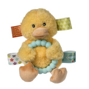 Taggies Soft Baby Rattle with Soothing Teether Ring and Sensory Tags -  Dunkin Duck