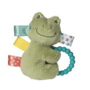 Taggies Soft Baby Rattle with Soothing Teether Ring and Sensory Tags - Frog