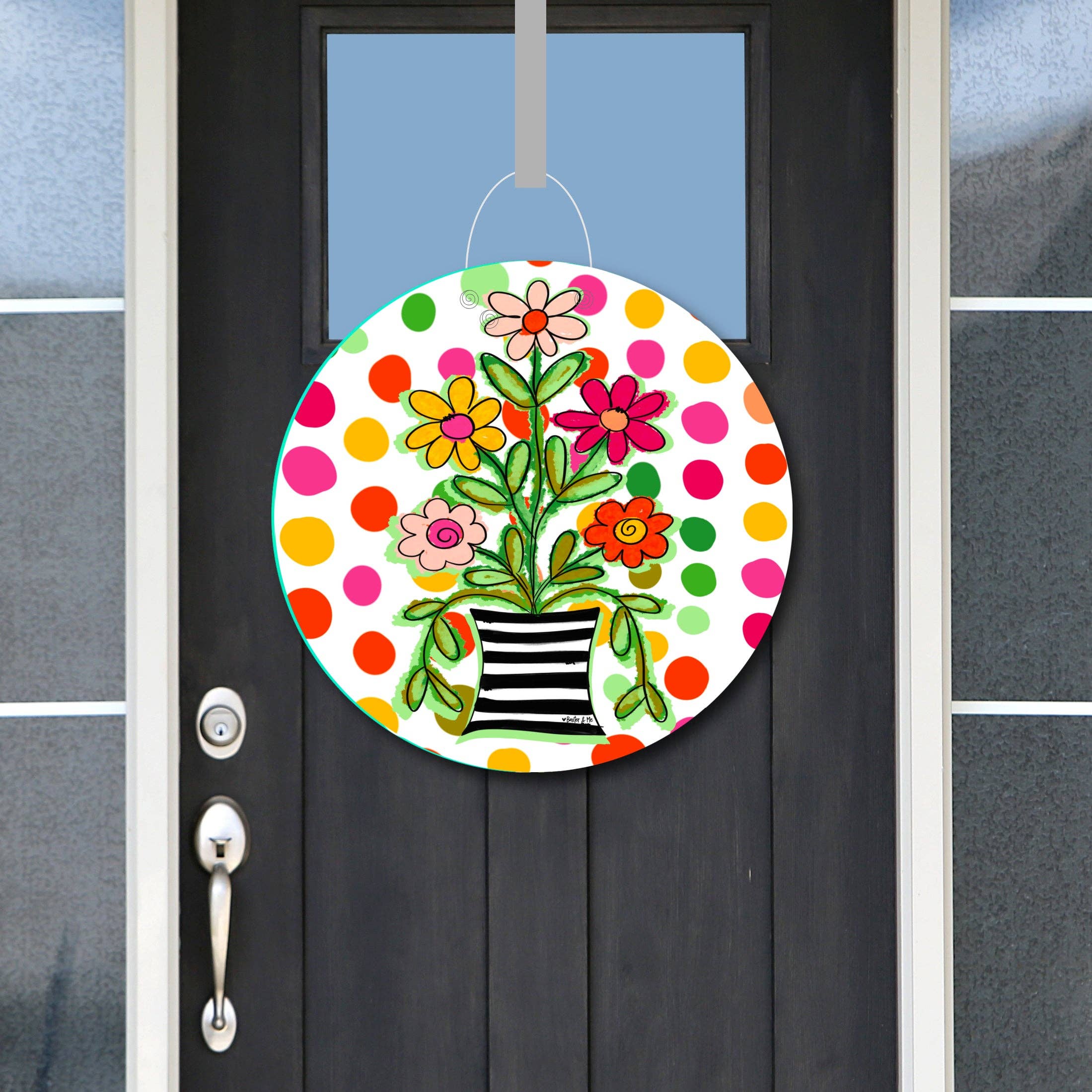 Baxter and Me Happy Dot Floral Door Hanger 1 Baxter and Me Happy Dot Floral Door Hanger