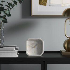 Sagebrook White/Gold 8 in. Modern Marble Octagon Table Clock