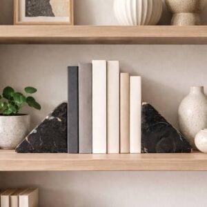 Sagebrook Bookends Set of 2 - Black Petrified Wooden Triangular, 6 in.