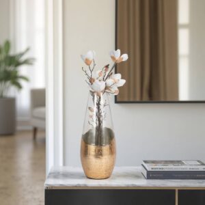 Sagebrook Glass Gold Dipped Tapered Decorative Vase - Clear, 19 in.