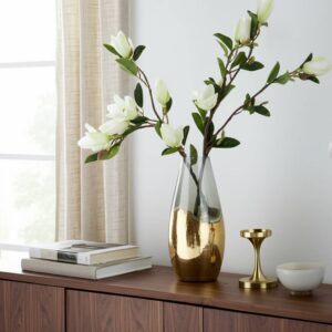 Sagebrook Clear 15 in. Glass Modern Gold-Dipped Vase