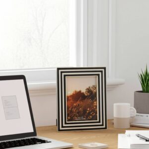 Sagebrook Photo Frame - Black Resin Modern Dimensional Lines, 4x6 in.